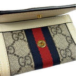 Gucci Beige Leather Trim Ophidia GG Supreme Card Case