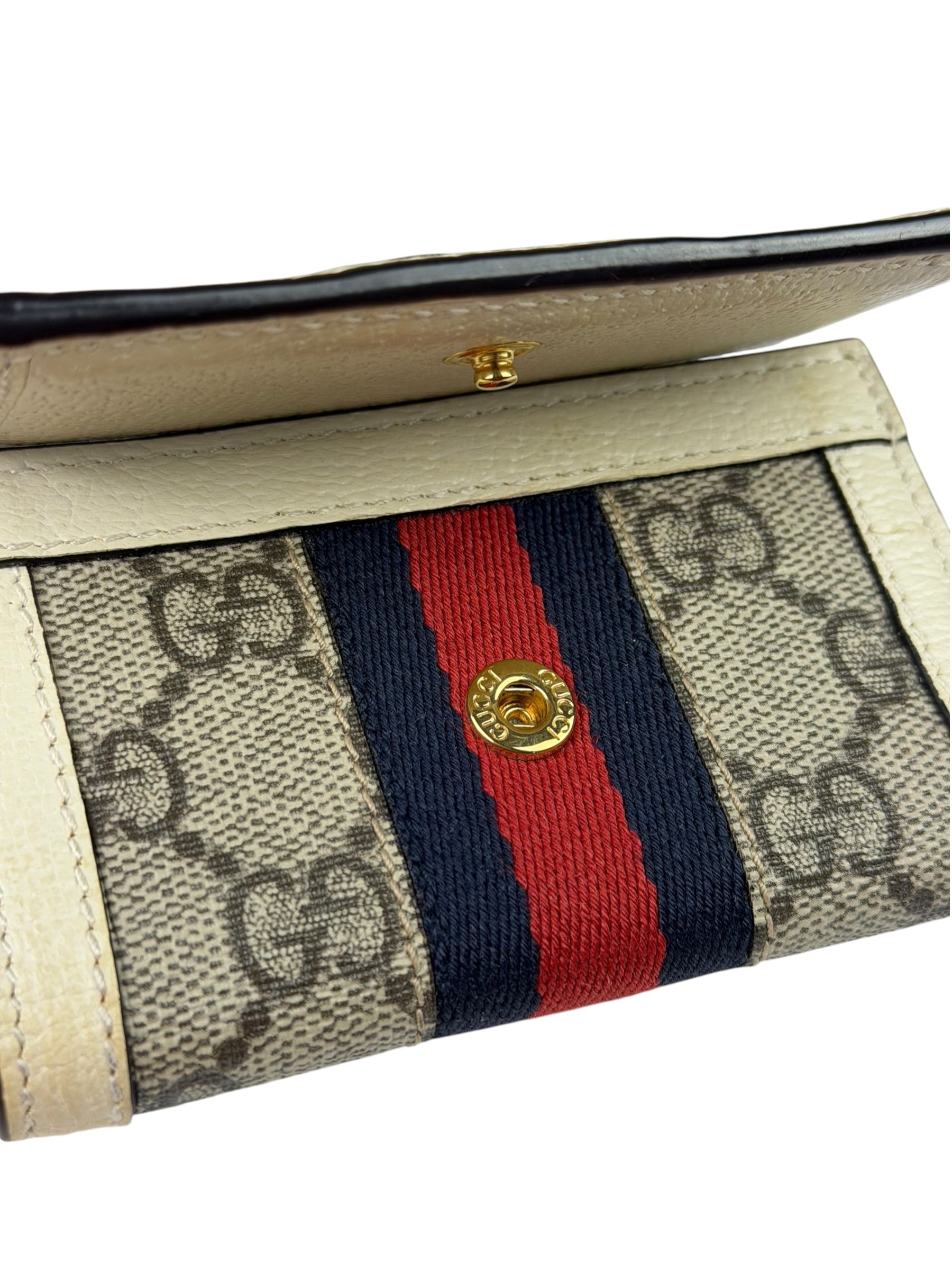 Gucci Beige Leather Trim Ophidia GG Supreme Card Case