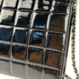 Chanel Black Patent Leather Chocolate Bar Flap Bag 2000