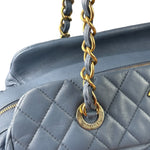 Chanel Blue Quilted Calfskin Iridescent Bowling Bag 2011