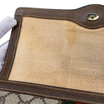Gucci Brown Leather GG Supreme Web Stripe Clutch