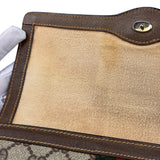 Gucci Brown Leather GG Supreme Web Stripe Clutch