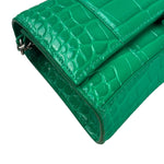 Balenciaga Green Crocodile Embossed Hourglass Wallet On Chain