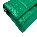 Balenciaga Green Crocodile Embossed Hourglass Wallet On Chain