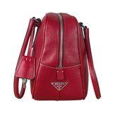 Prada Red Leather Bowling Shoulder Bag