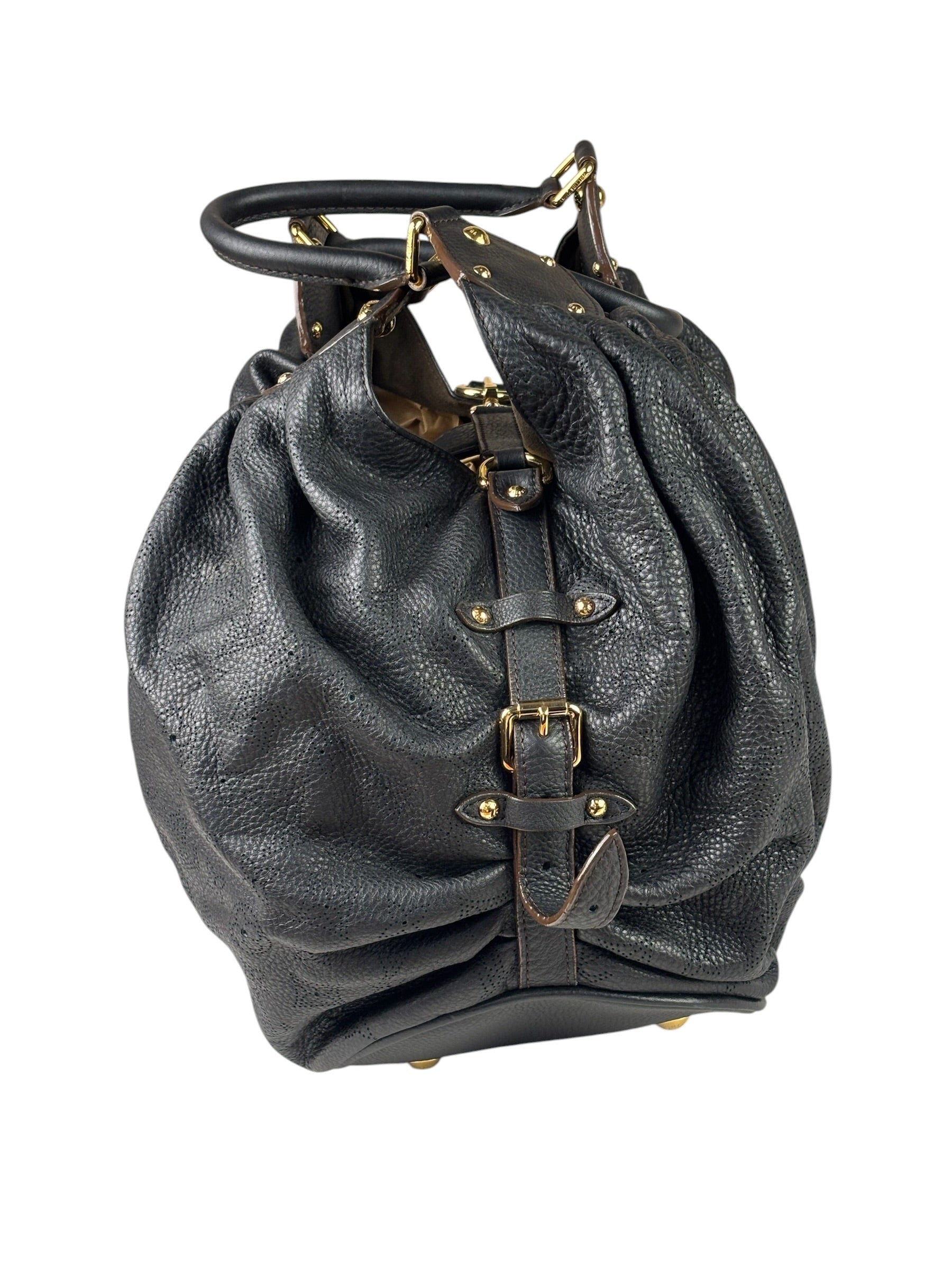 Louis Vuitton Black Calfskin Mahina XL Hobo Bag
