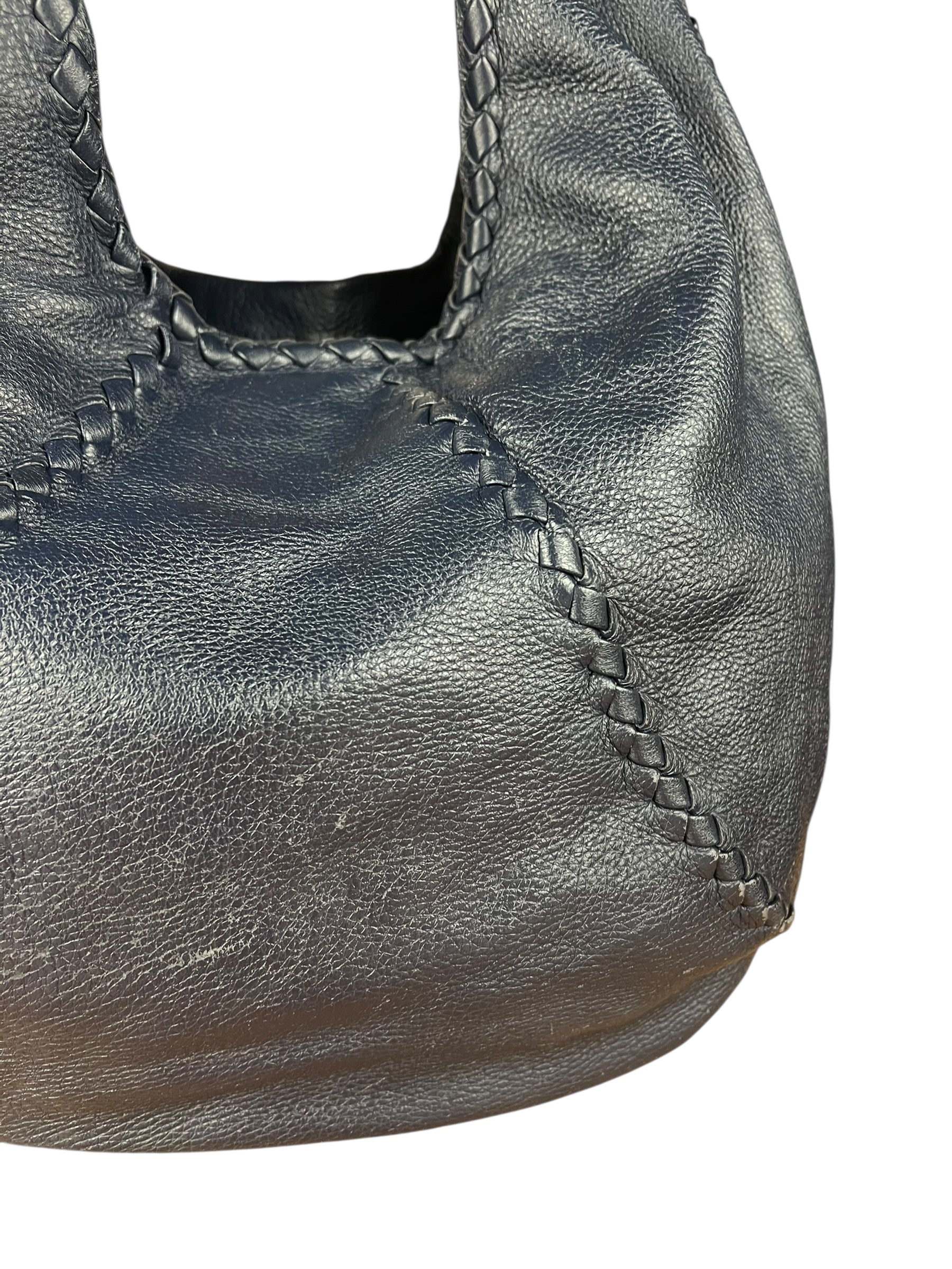 Bottega Veneta Blue Intrecciato Hobo Shoulder Bag