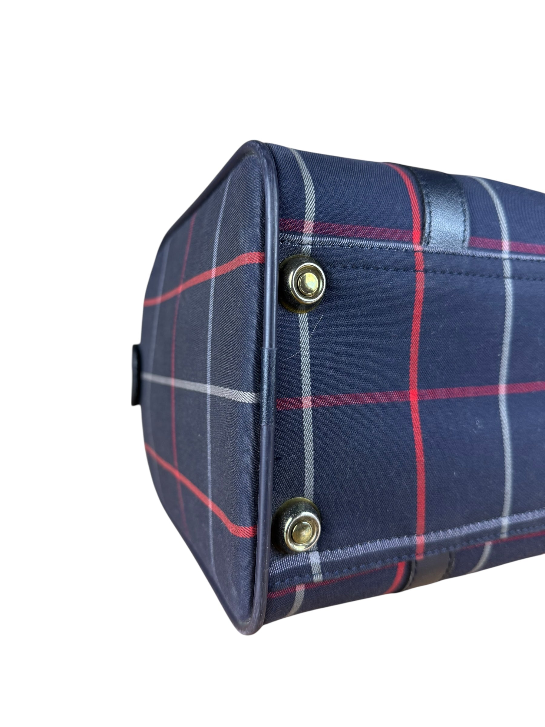 Burberry Blue Nova Check Vintage Boston Bag