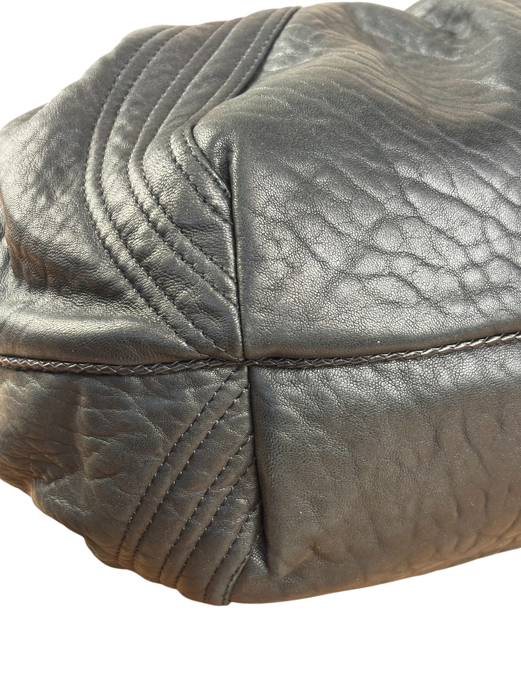 Fendi Vintage Black Leather Spy Hobo Bag