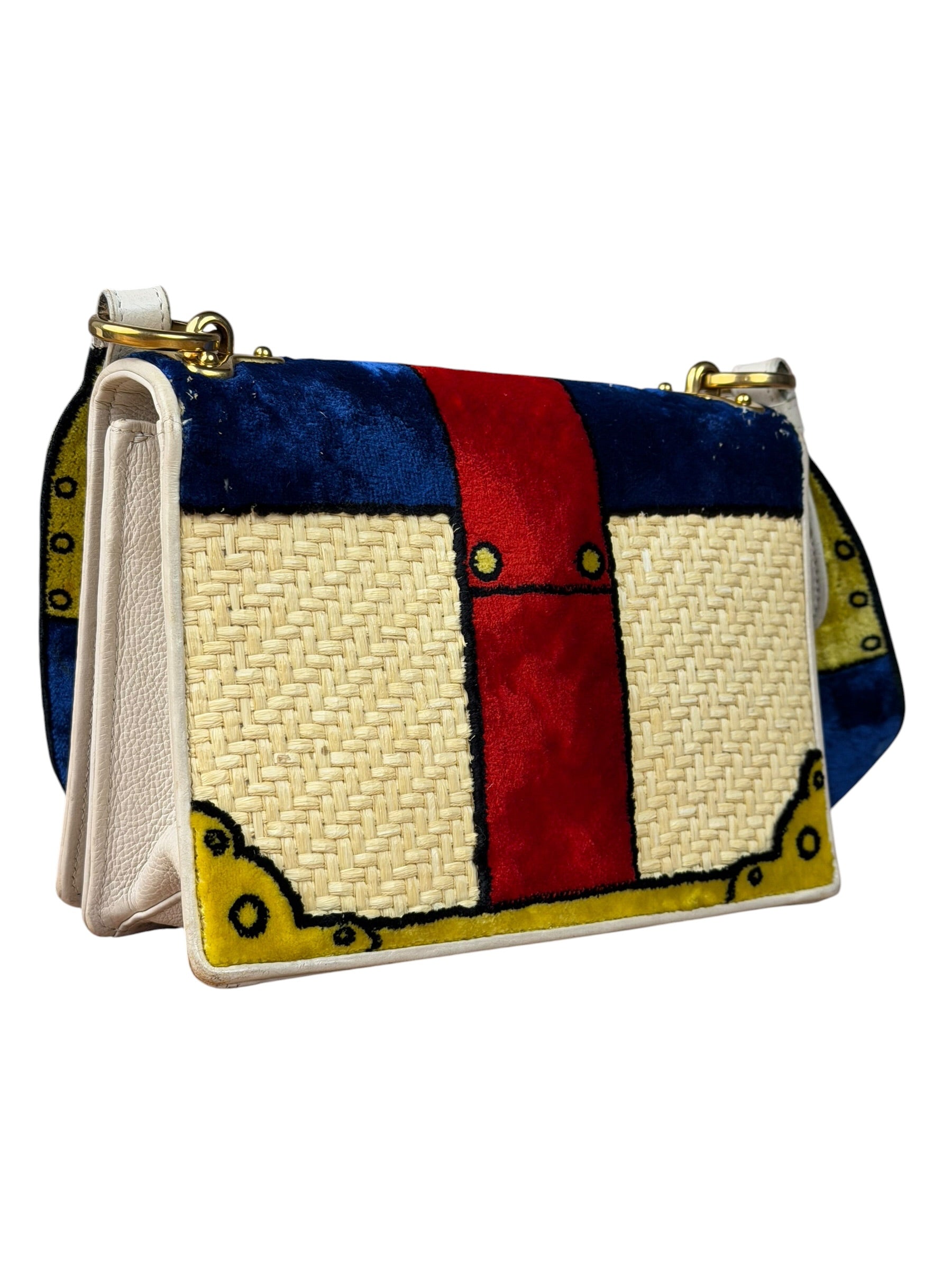 Prada Multicolor Velvet/Leather Trim Trompe L'oeil Cahier Crossbody Bag