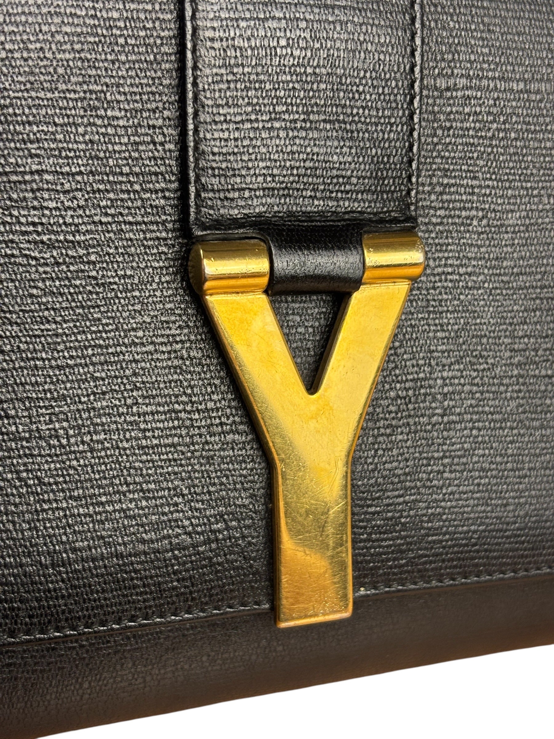 Yves Saint Laurent Black Leather Chyc Y Clutch Replacement Chain