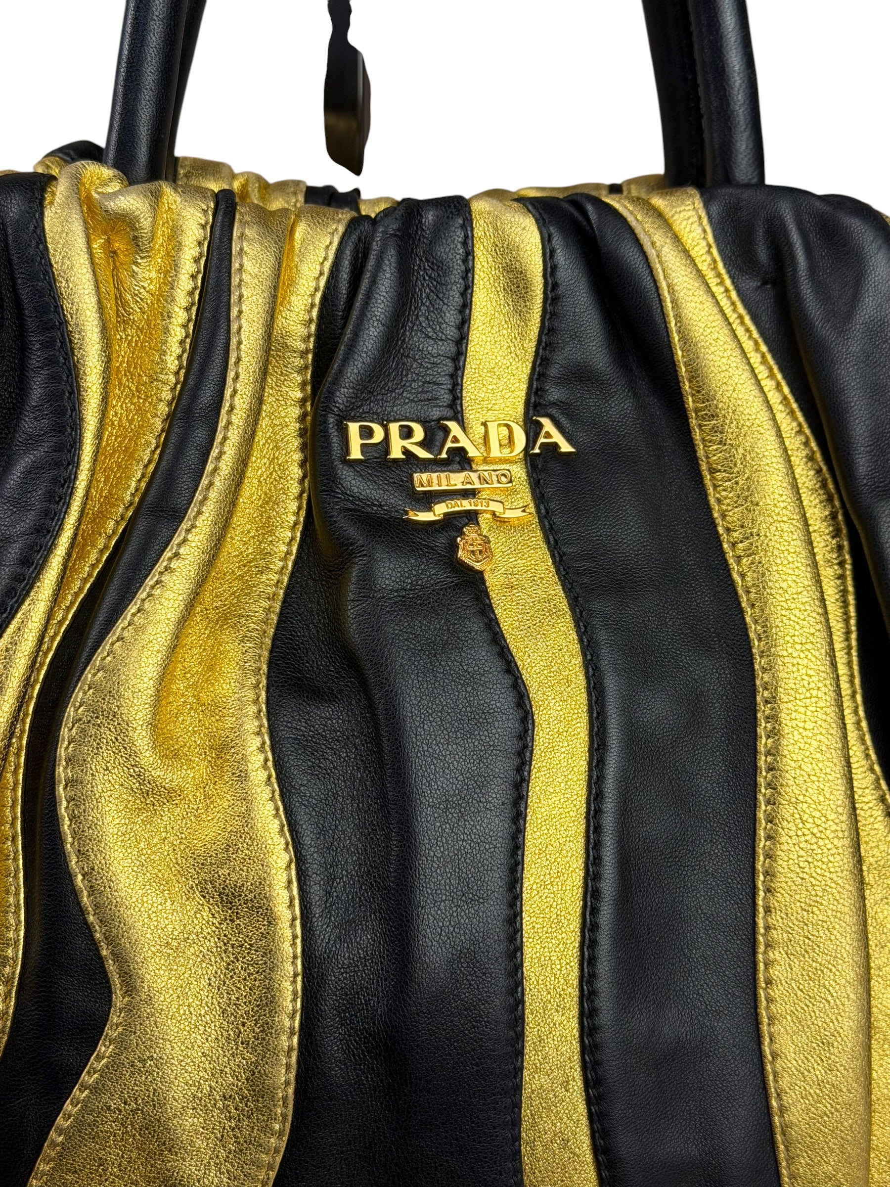 Prada Bicolor Leather Nappa Waves Tote Bag