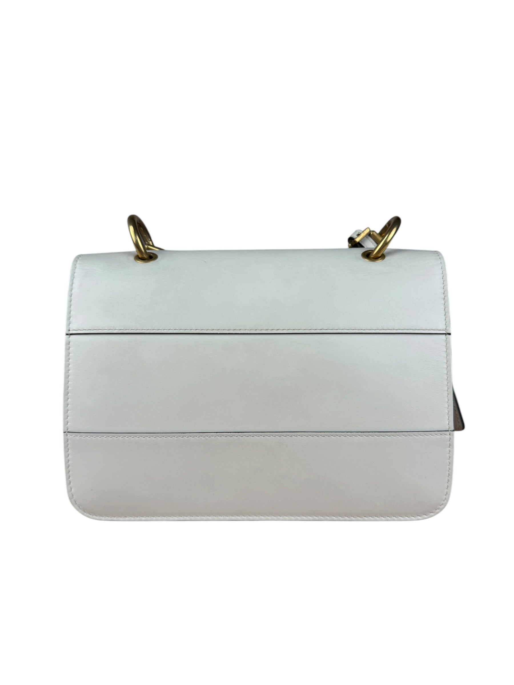Gucci White Leather Queen Margaret Bee Embellished Shoulder Bag