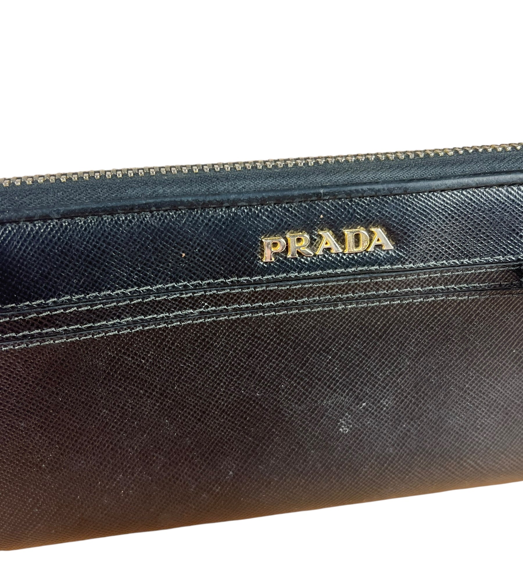 Prada Black Saffiano Leather Long Wallet