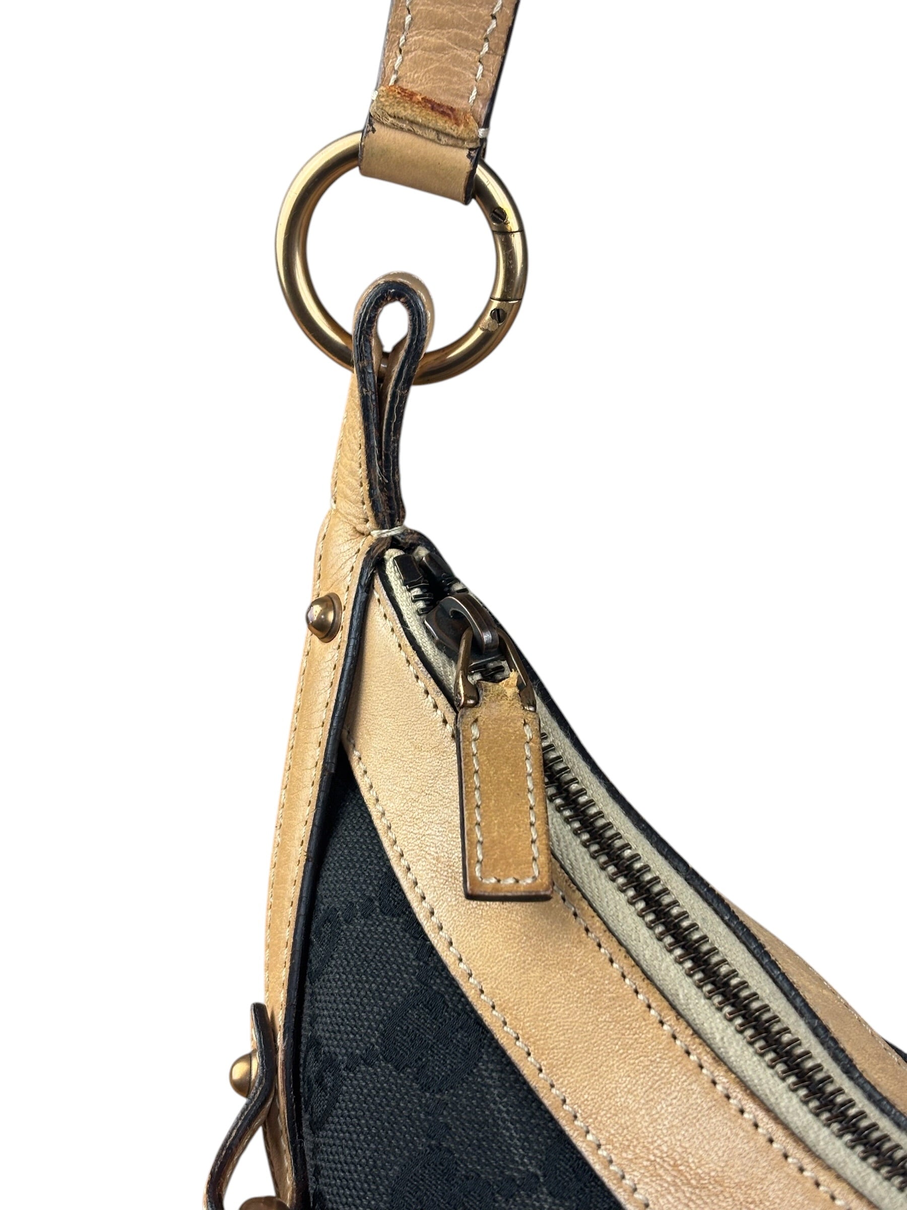 Gucci Vintage Black GG Horsebit Shoulder Bag