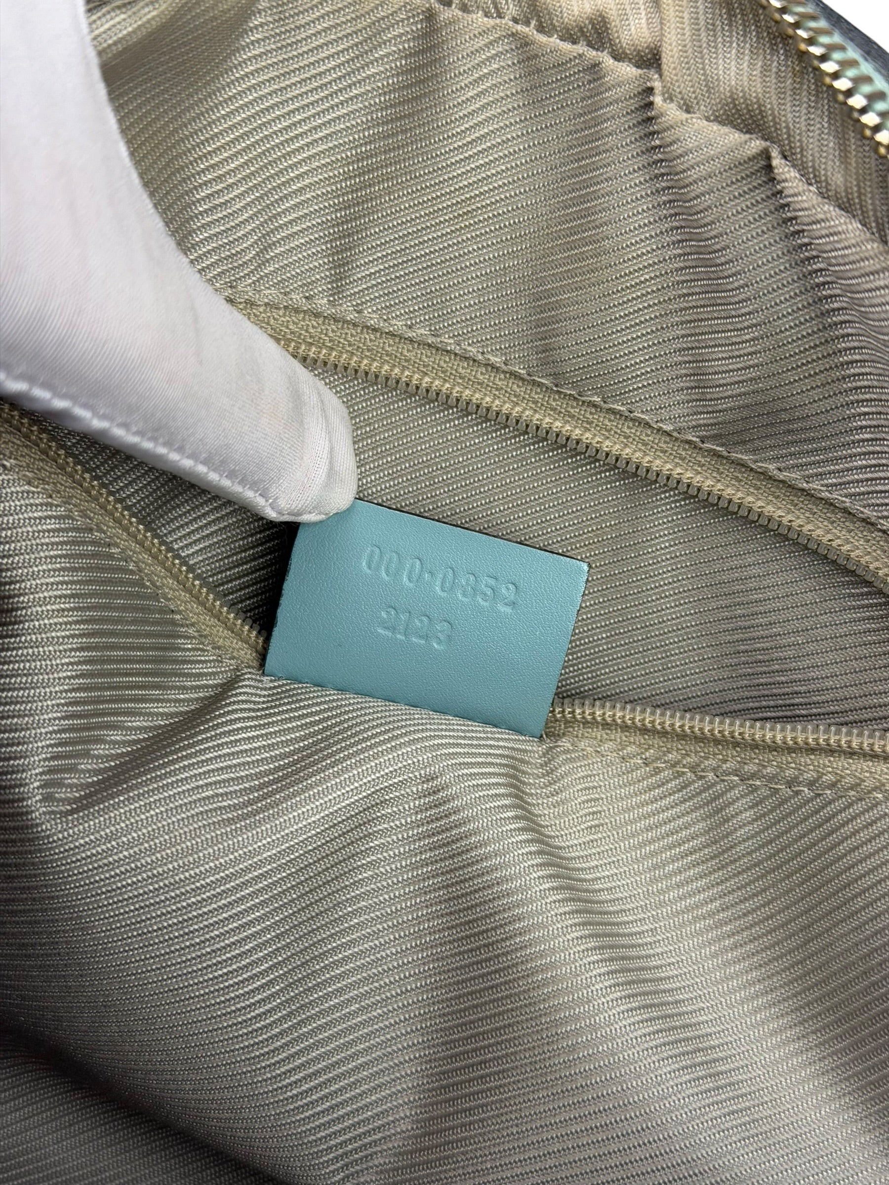 Gucci Blue Leather Micro GG Bowler Bag