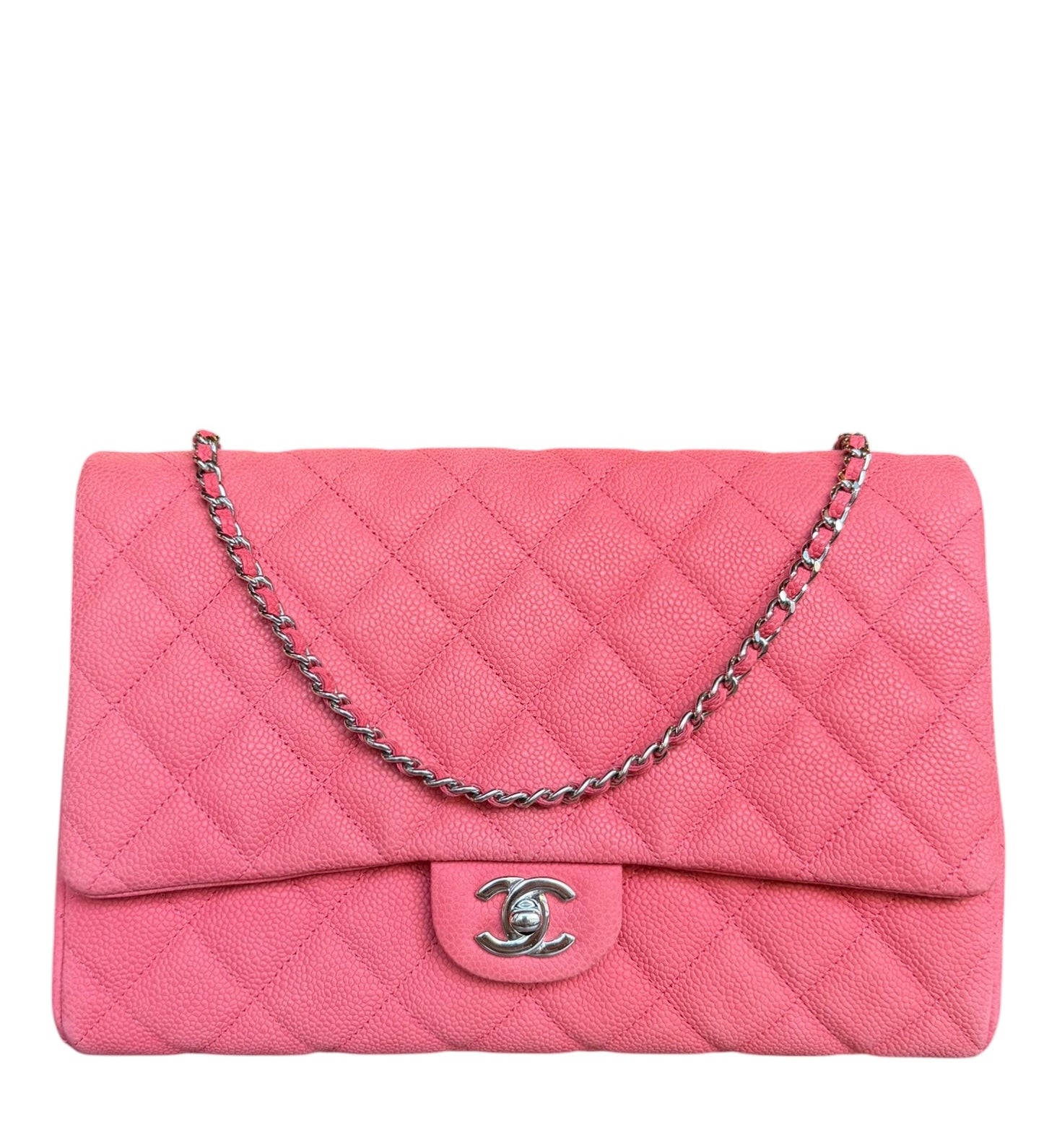 Chanel Coral Pink Matte Quilted Caviar Flap Shoulder Bag 2012