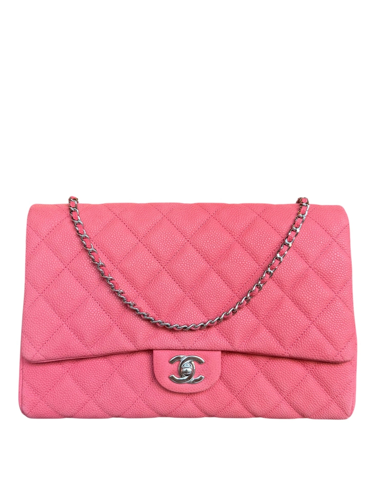 Chanel Coral Pink Matte Quilted Caviar Flap Shoulder Bag 2012