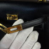 Hermes Black Mini Kelly 20 Box Calf 1991