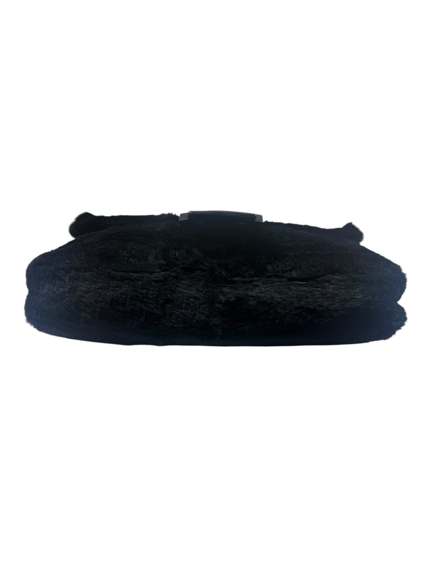 Fendi Black Shearling/Leather Trim Baguette