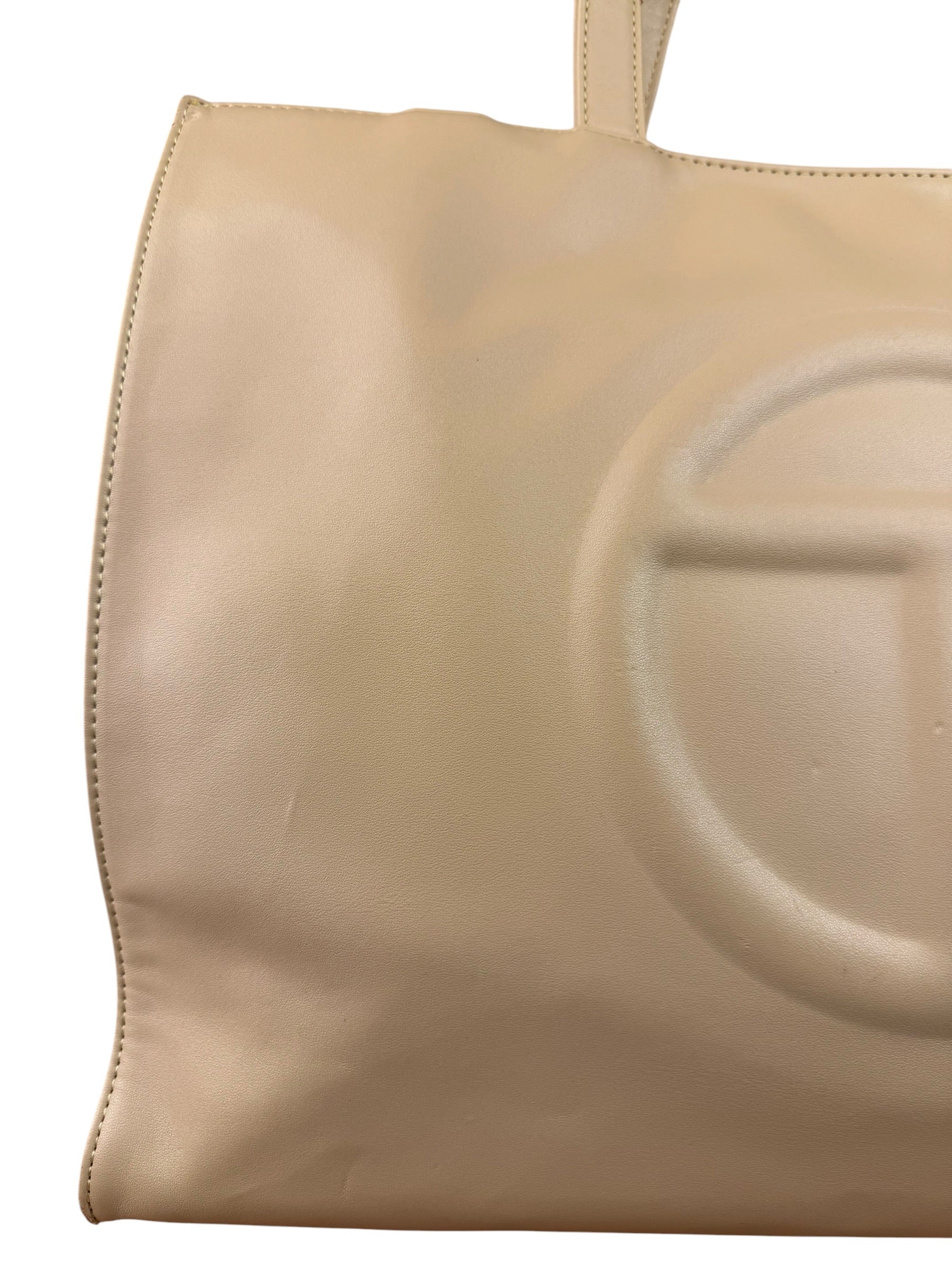 Telfar Cream Leather Medium Shopping Tote Bag