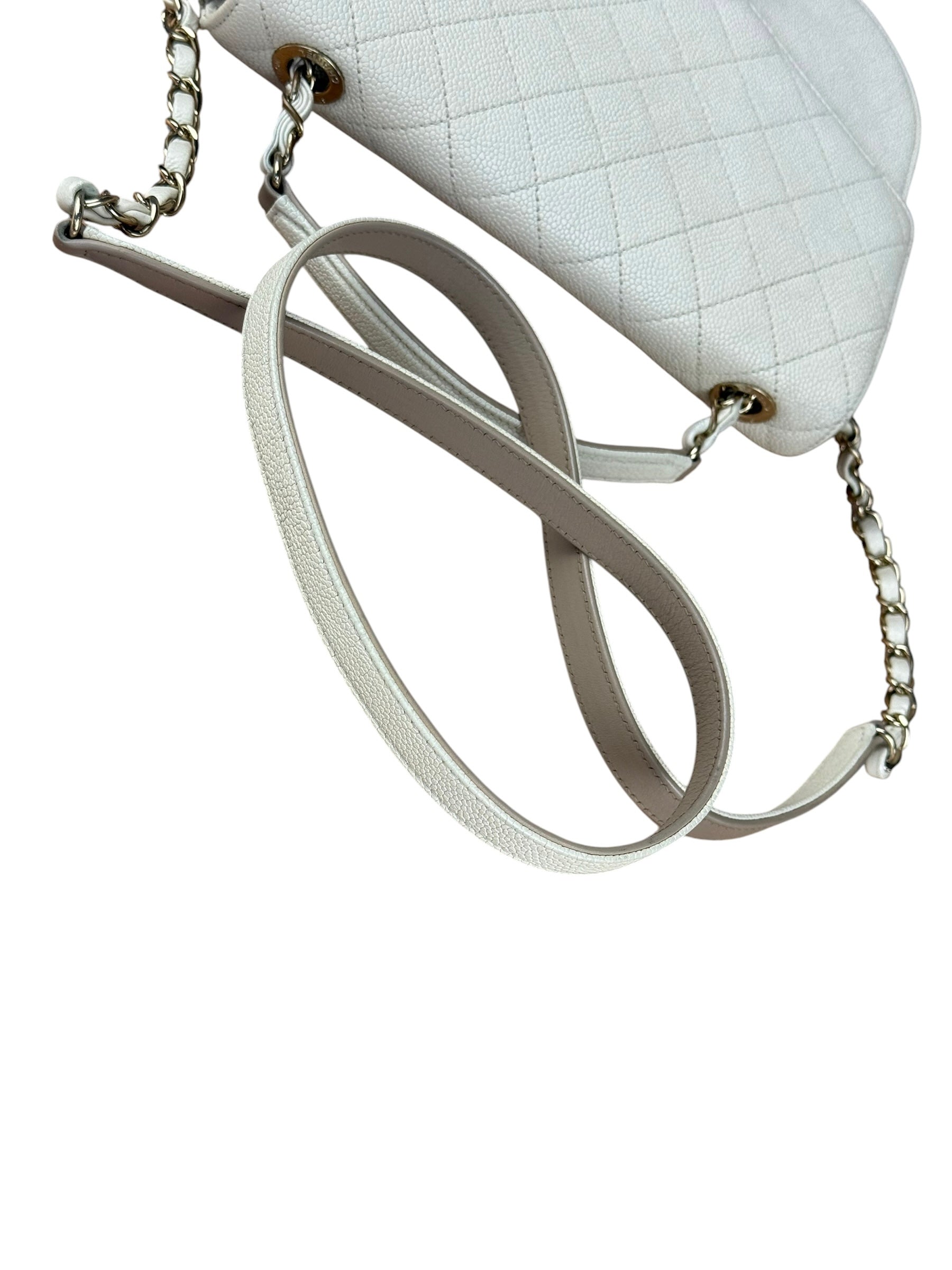 Chanel Ivory Caviar Quilted Coco Cuba Chain Top Handle Bag 2018