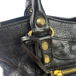 Balenciaga Black Lambskin Moto City Two-Way Bag