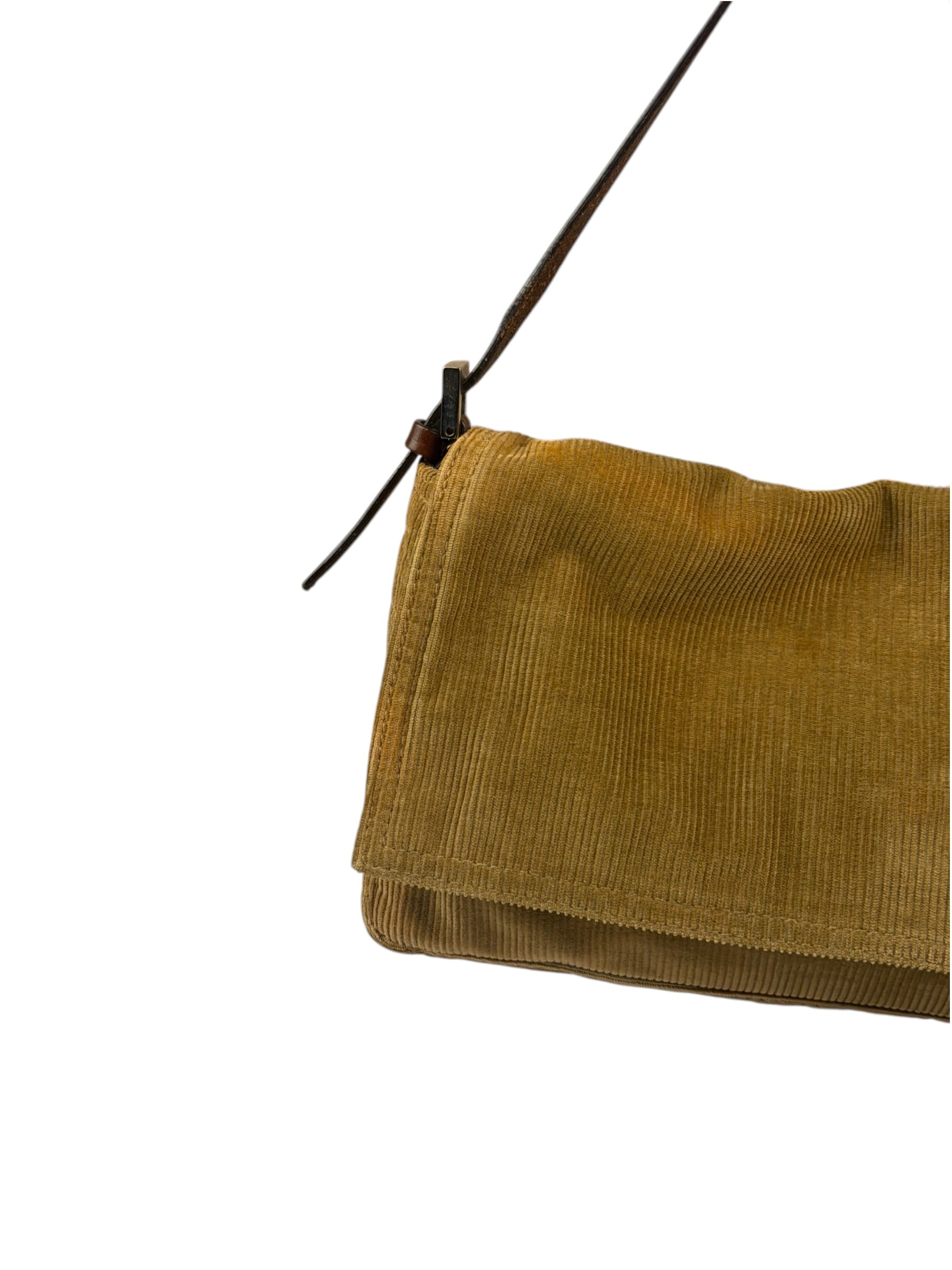 Fendi Brown Corduroy Baguette Shoulder Bag