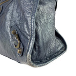 Balenciaga Navy Lambskin Moto Work Two-Way Bag