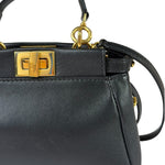 Fendi Black Leather Nano Peekaboo Two-Way Bag
