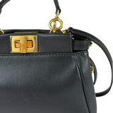 Fendi Black Leather Nano Peekaboo Two-Way Bag