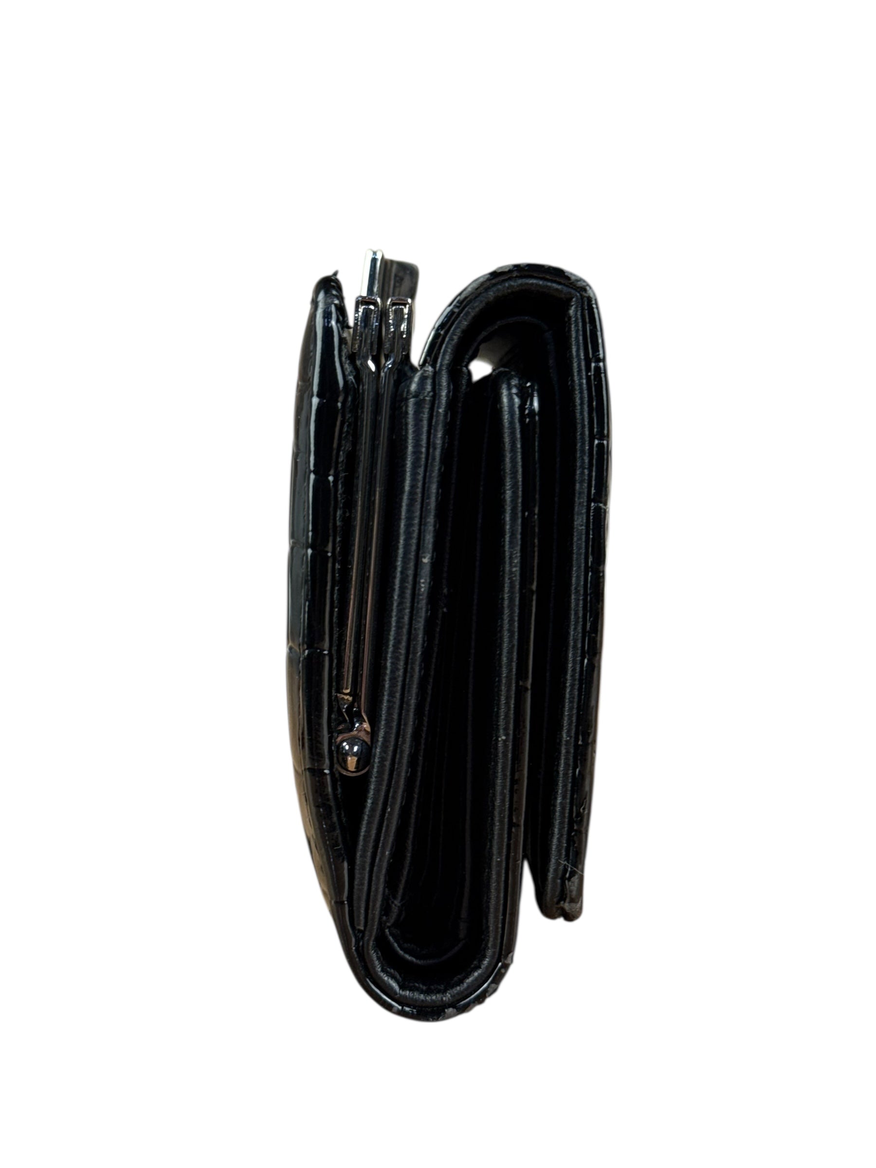 Vivienne Westwood Black Patent Croc Embossed Compact Wallet