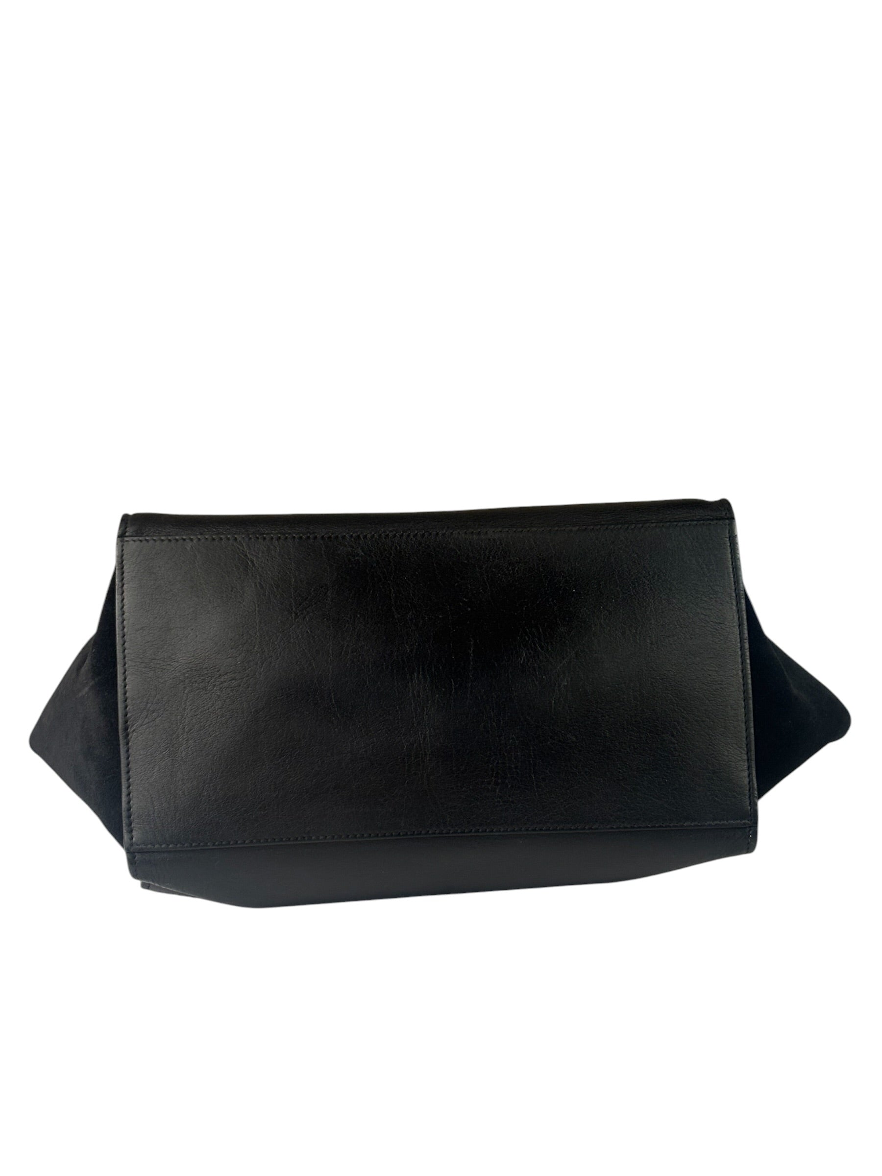 Celine Black Suede/Crocodile Embossed Leather Trapeze Two-Way Bag