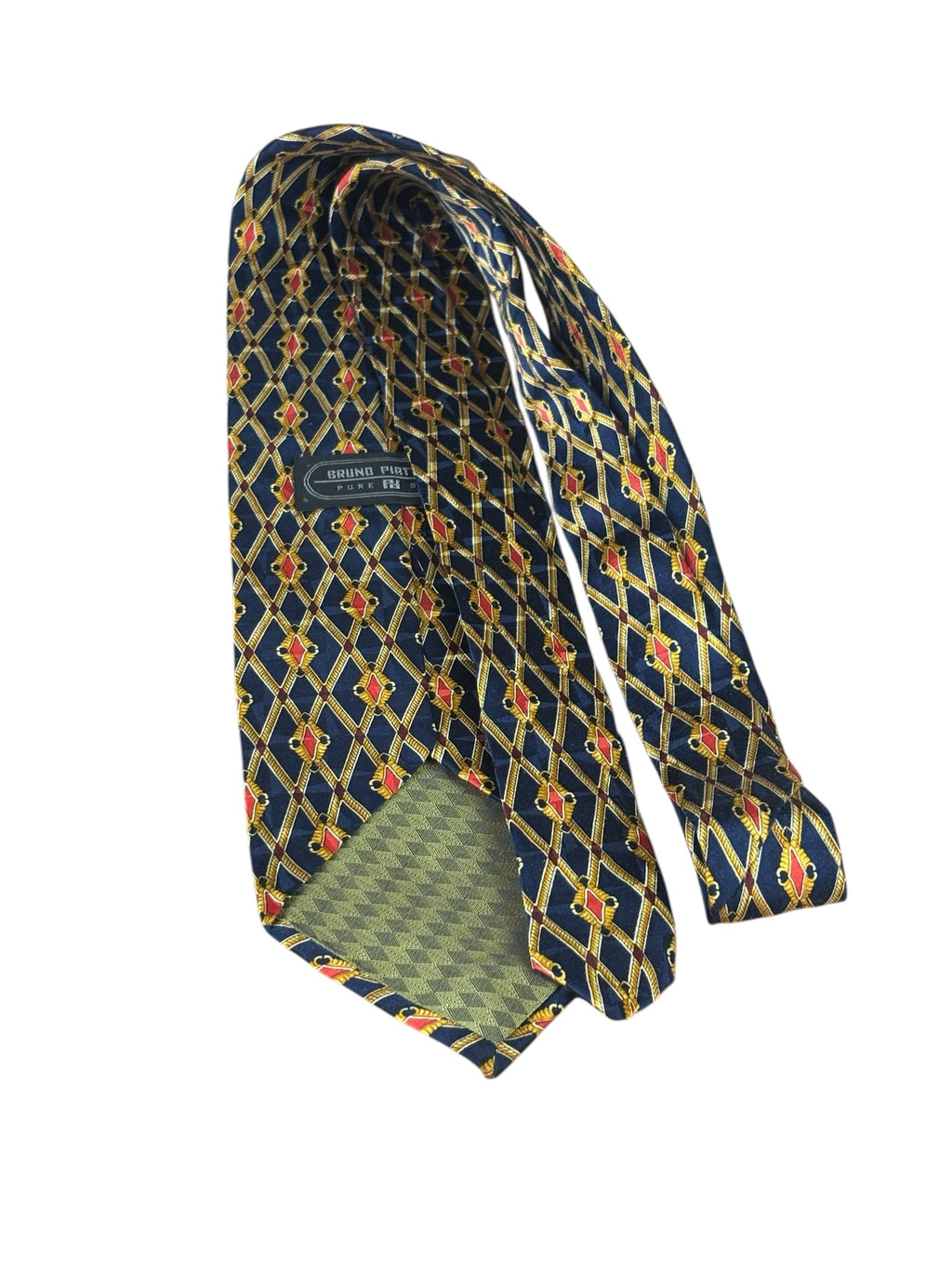 Bruno Piattelli Navy/Golden Diamond Print Tie