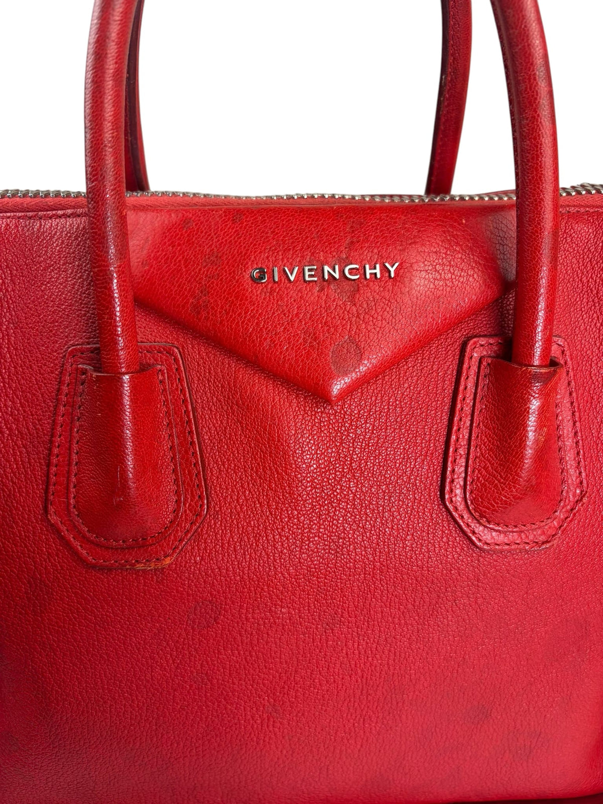 Givenchy Red Glazed Leather Medium Antigona Two-Way Bag