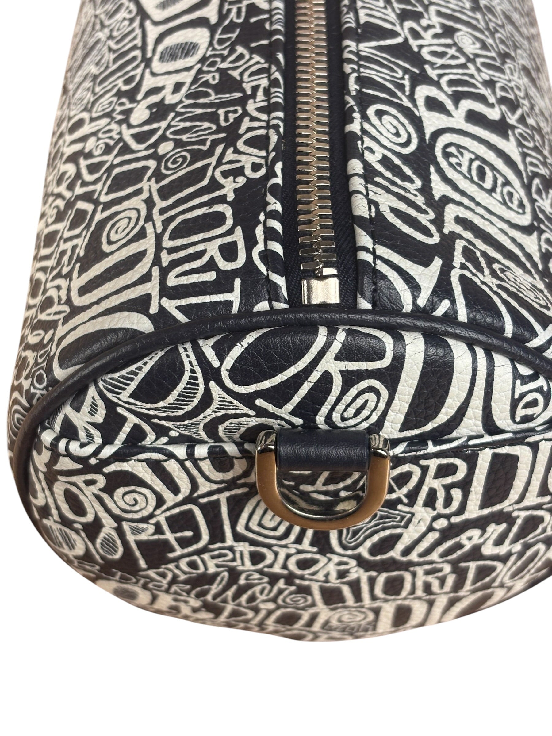 Dior Black/White Shawn Stussy Curvy Script Roller Bag