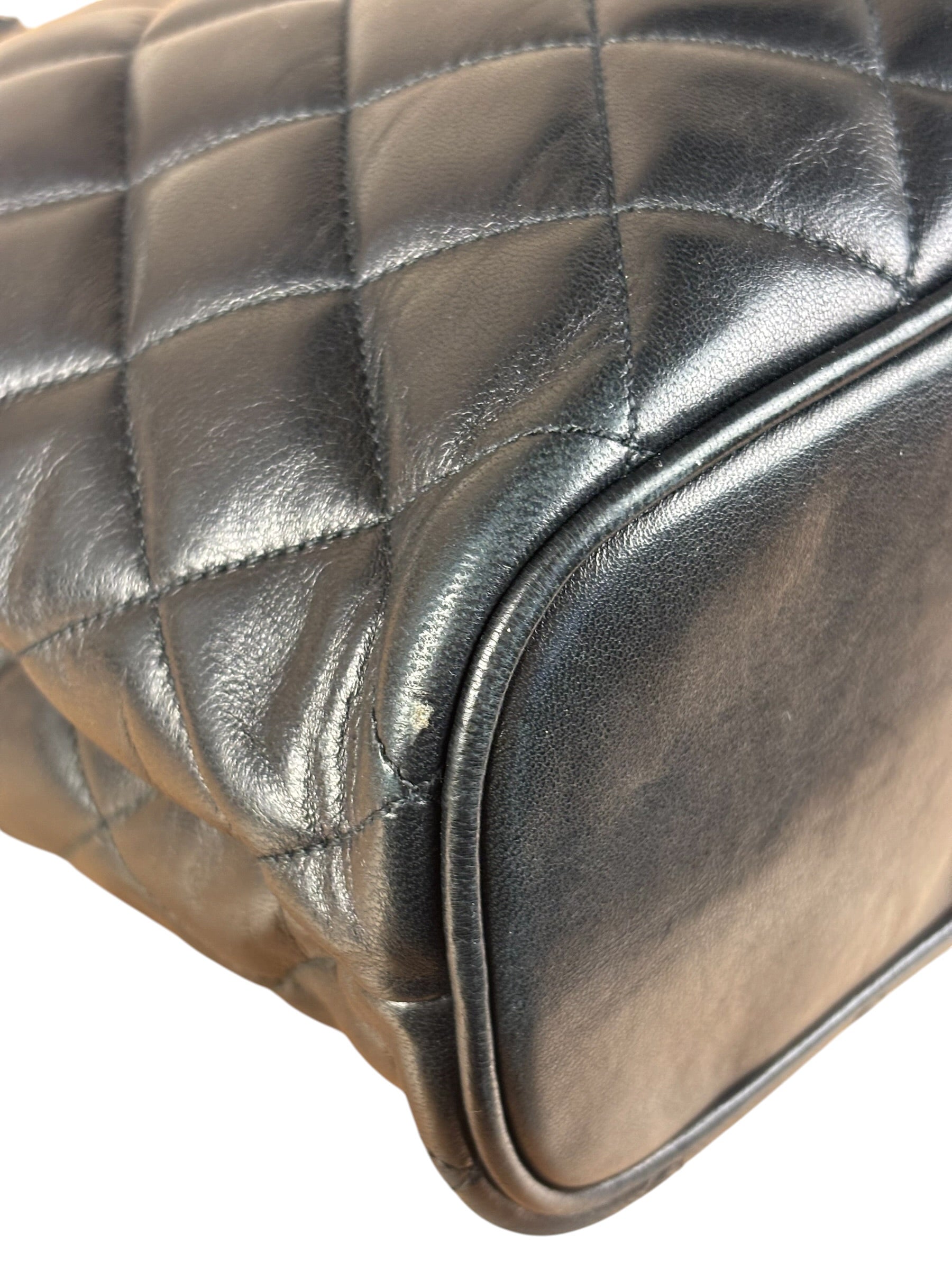 Chanel Vintage Black Quilted Leather Chain Tote/Shoulder Bag 1999