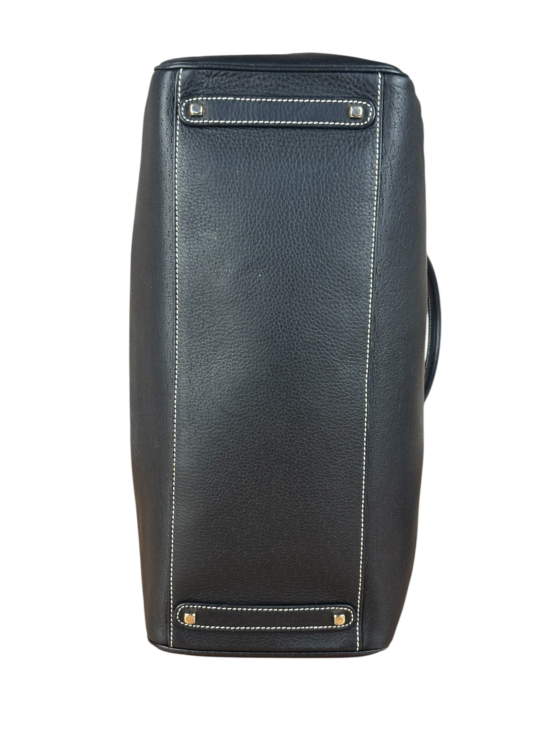 Salvatore Ferragamo Vintage Black Pebbled Leather Tote Bag