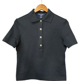 Louis Vuitton Black Monogram Boxy Collared Quarter-Button Top