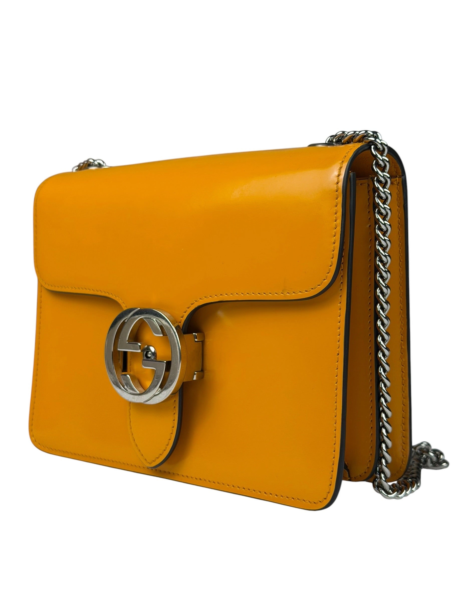 Gucci Orange GG Polished Leather Shoulder Bag