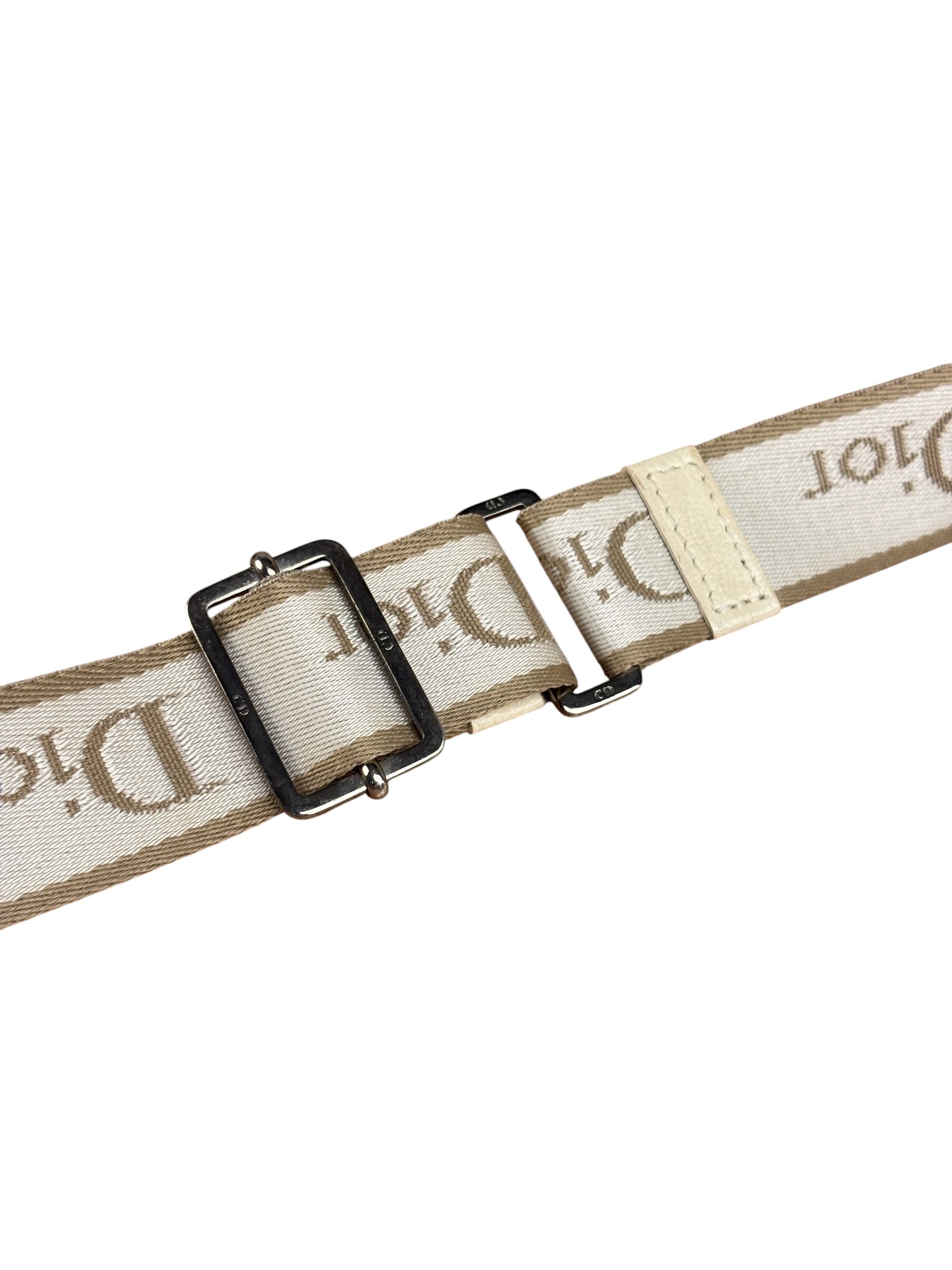 Christian Dior Beige Embroidered Trotter Flap Crossbody Bag