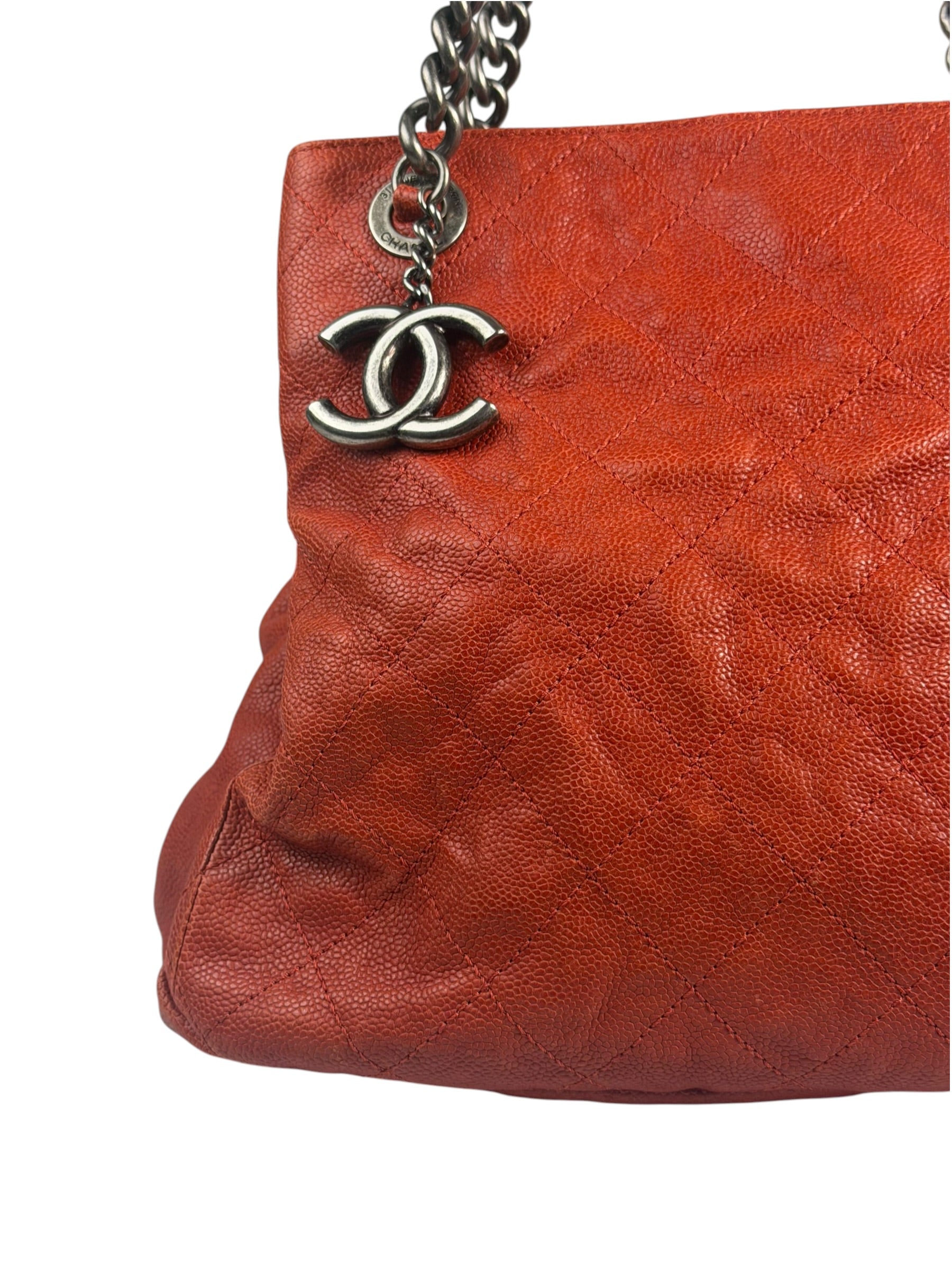 Chanel Red Caviar Quilted Small Frame Shoulder Bag 2011