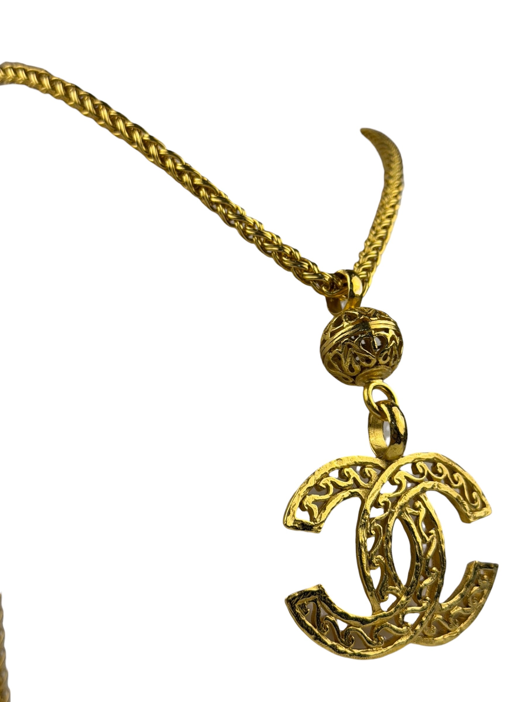 Chanel Vintage CC Logo Filigree Ball Pendant -1995