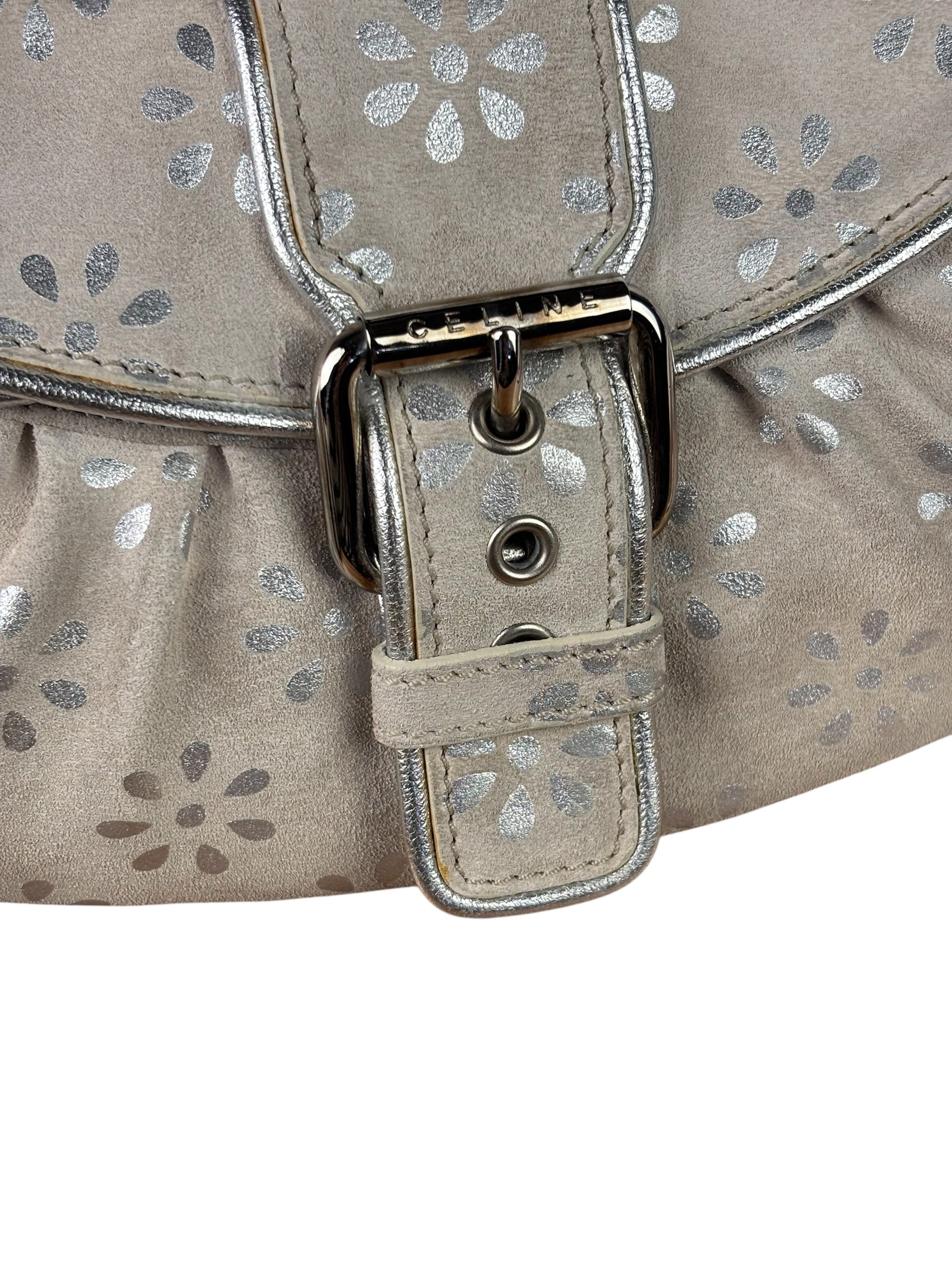 Celine Grey/Silver Suede/Leather Daisy Pochette