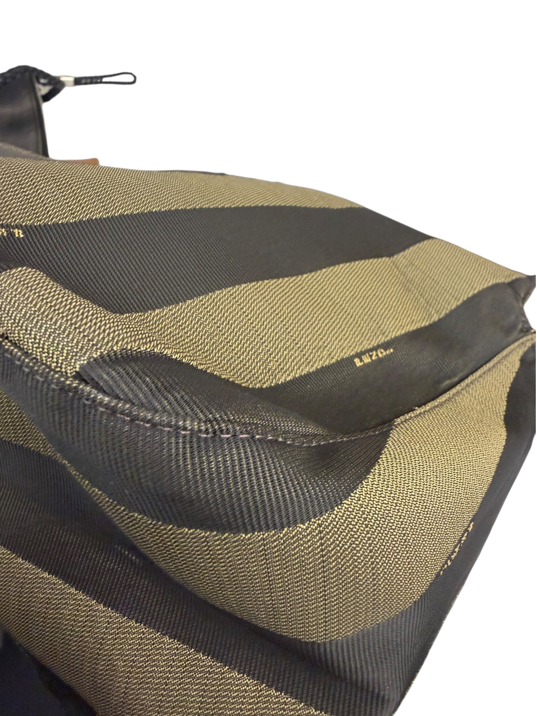 Fendi Green/Black Leather Trim Pequin Stripe Hobo Bag