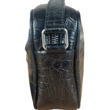 Saint Laurent Crocodile Embossed Leather Camera Bag Black