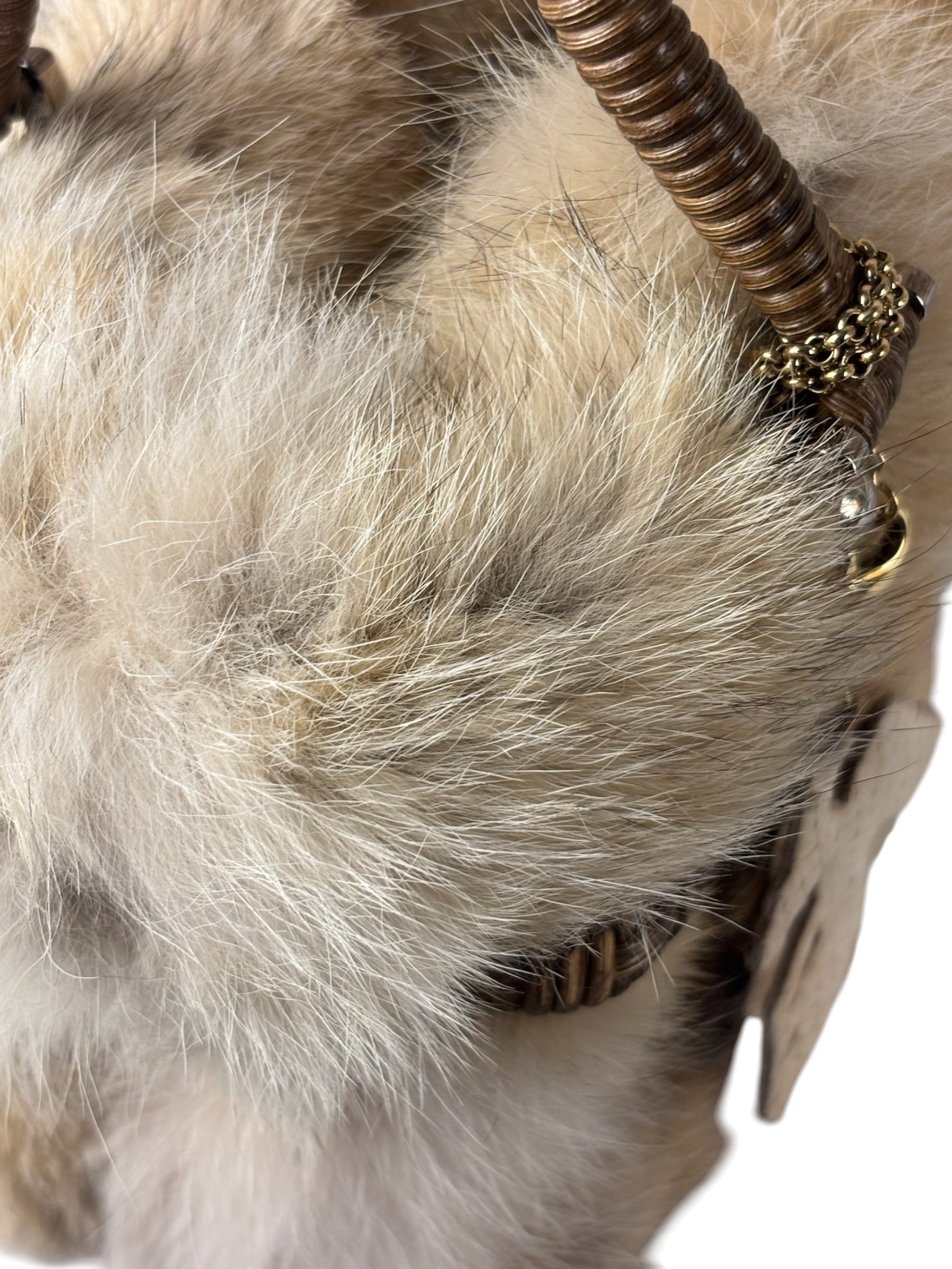 Ferragamo Vintage Fur Rattan Top Handle Bag