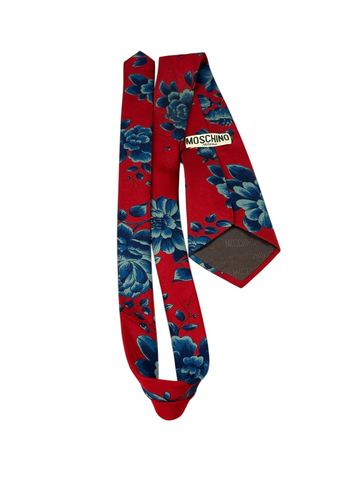 Moschino Red Floral Print Tie