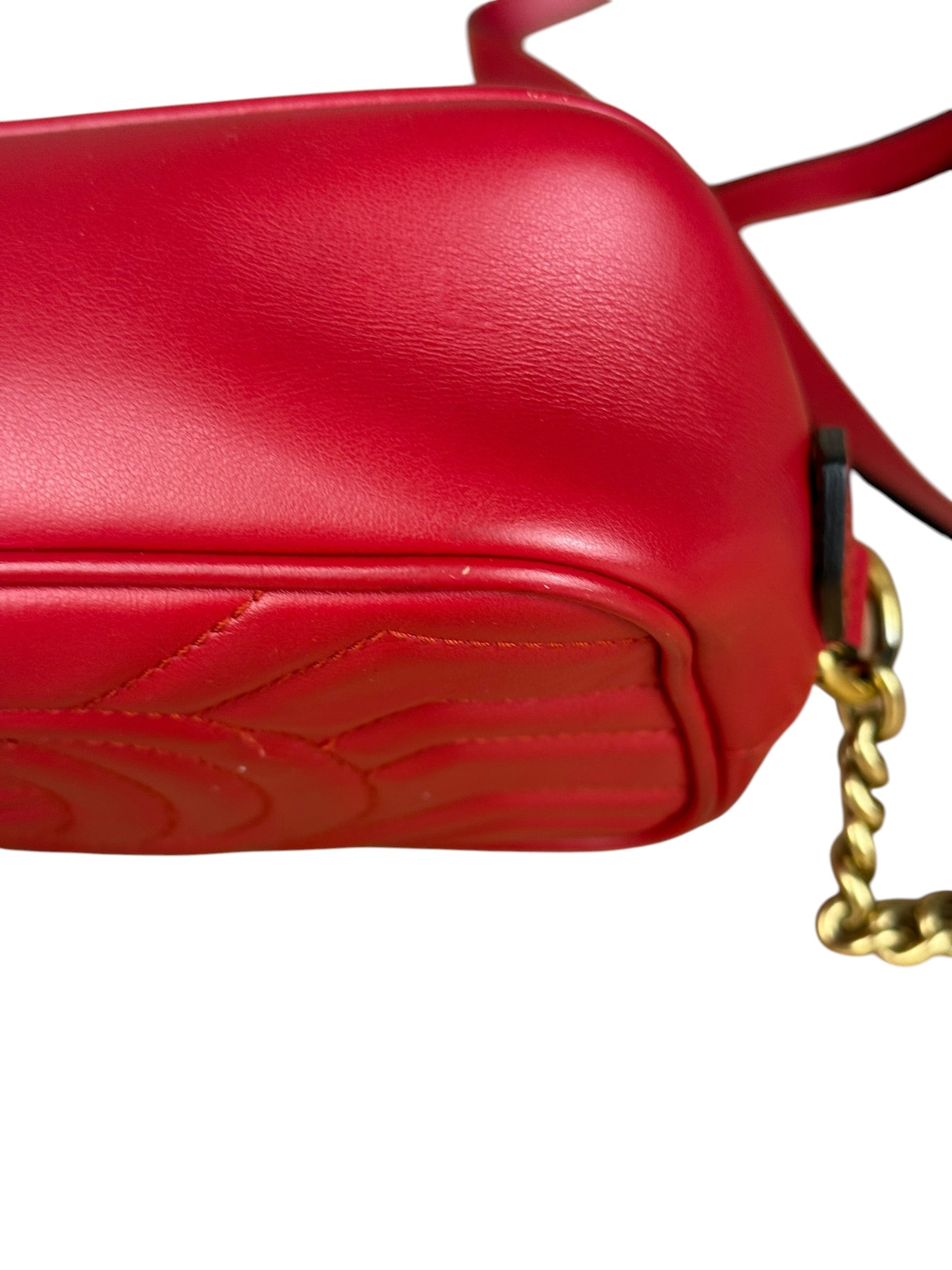 Gucci Leather GG Red Marmont Crossbody