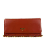 Prada Coral-Red Saffiano Leather Wallet On Chain
